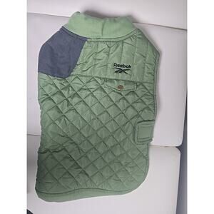 Reebok Dog Jacket Coat Fleece Quilted Olive Green Medium Pet Vest Logo